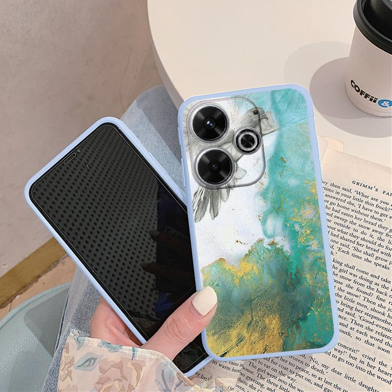 Husa din silicon moale din marmura cu flori pentru Xiaomi Redmi Note 13 Pro 13C Samsung A35 A55 M35 M34 iPhone Huawei Honor 200 Husa de protectie rezistenta la socuri