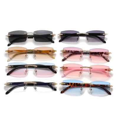 New Unique Rectangle Sun Glasses Punk Sunglasses for Women & Men Fashion UV400 Driving Shades Gradient Frameless Eyewear