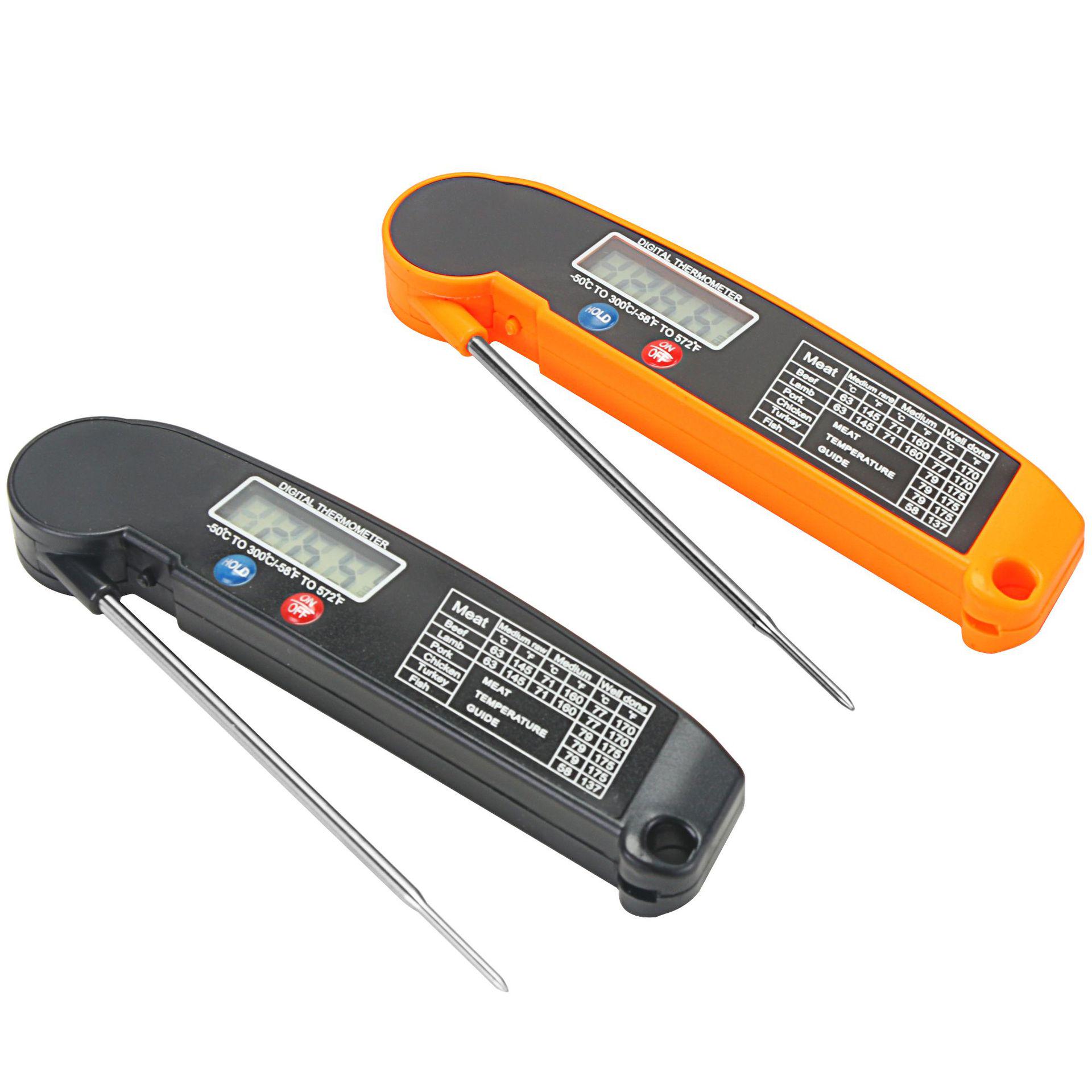 Folding BBQ Thermometer for Kitchen, Grill, Oven, and Meat Black Folding Food Thermometer Probe