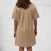 Women's Shirt Dress Button Down Short Sleeve Dresse With Pockets