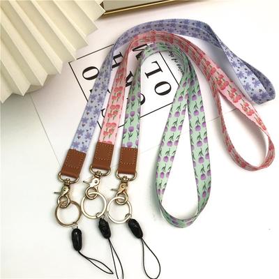 Tulip Flower Neck Lanyards for ID Badge Keys for Women Kids Teacher  USB Badge Holder DIY Phone Hanging Rope Car Key Neck Lanyar