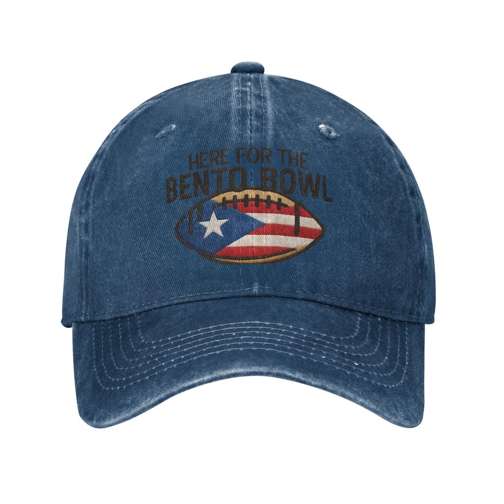 Unisex Here for The Benito Bowl 2026 Bad Benito Halftime Bads Bunnys Printed Hats Fashion Distressed Denim Washed Baseball Cap