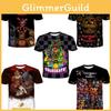 Camiseta Masculina de Manga Curta com Estampa Digital 3D para o Verão