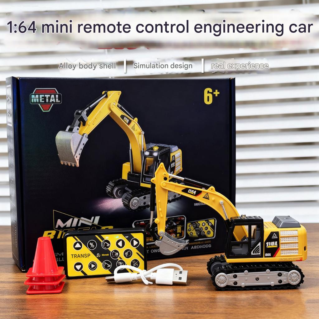 1:64 Scale Mini RC Dump Truck App Remote Control Rechargeable Micro Engineering Vehicle Hobby Collection Gift