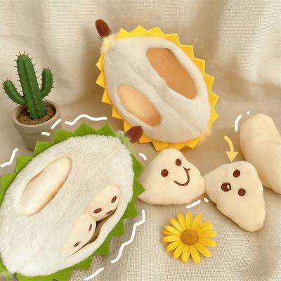 Detachable Realistic Durian Plush Keychain Soft Stuffed Fruit Pendant for Bags Backpacks Cute Squeezable Stress Relief Toy Creative Gift