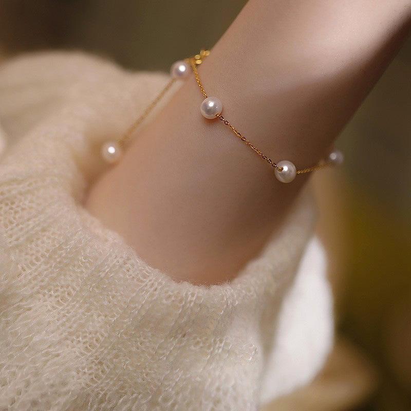 2025 Double Layer Gypsophila Pearl Bracelet: Light Luxury High-End Versatile Hand Jewelry for Girls