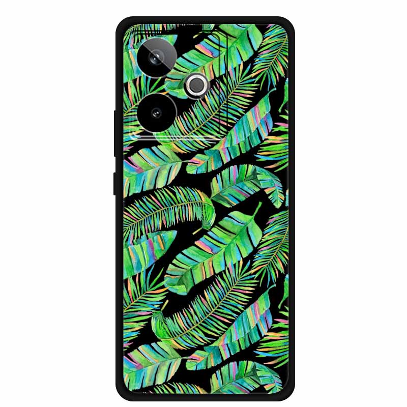 For Realme GT7 GT 7T Case Cute Floral Retro Black Silicone Soft Case Back Cover for Realme GT 7 TPU Funda For Realme GT 7T Coque