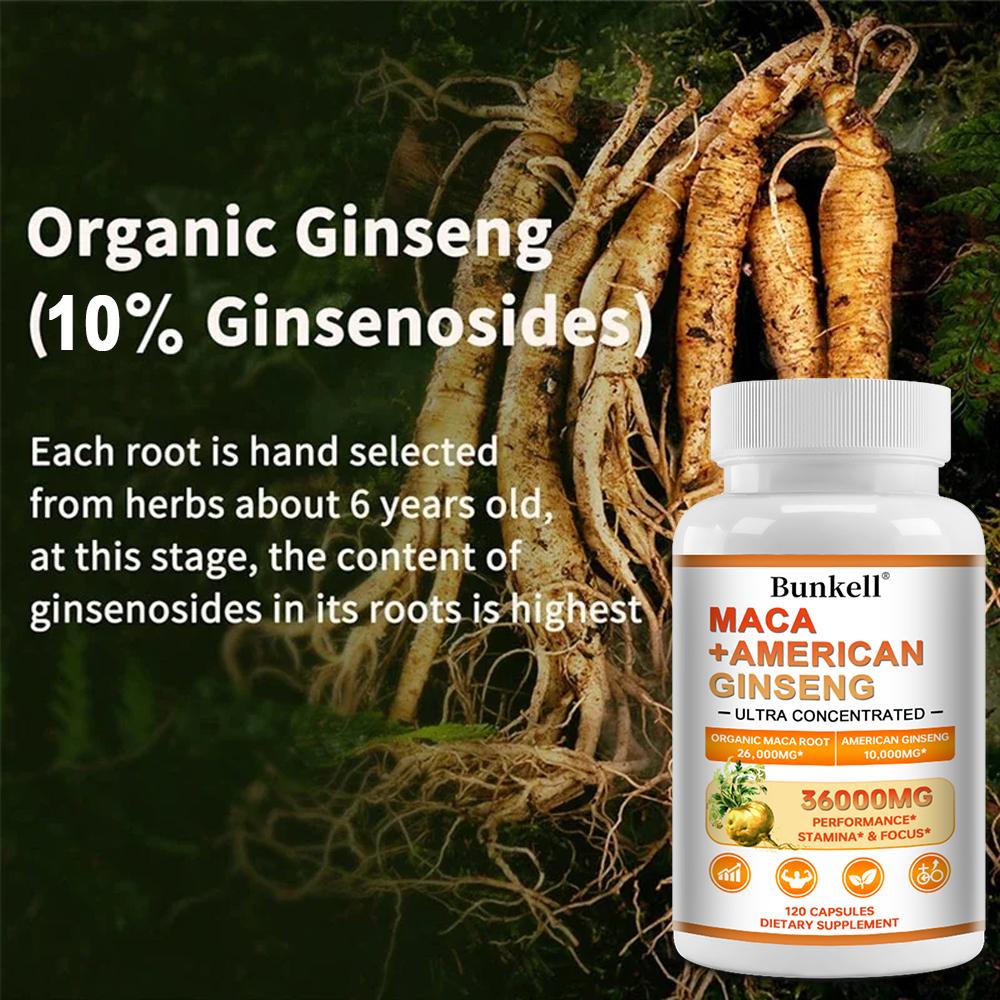 Maca + American ginseng, maximum concentration 36,000 mg, 120 capsules