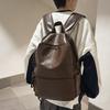 Retro PU Schoolbag Female College Student High School Junior High School Student Simple Large Capacity Computer Backpack Male Commuter Backpack Tide