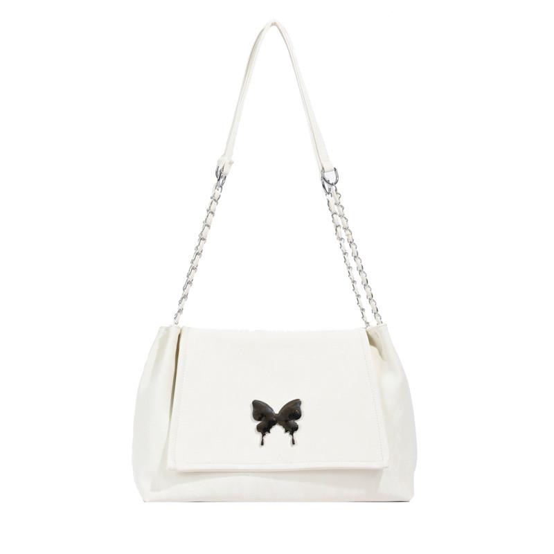 Shoulder Chain Fashion Crossbody Bag With Metal Bow Decoration And Capacity Big