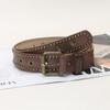 Vintage Pu Leather Belt With Rivet Studs Hollowed-Out Design Perfect For Daily Wear Jeans Casual Outfits