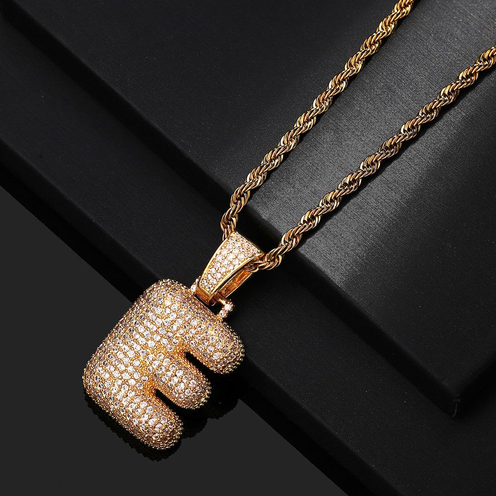 Hip Hop 26 English Letter Pendant Rap Simple Fat Letter Pendant Unisex Necklace