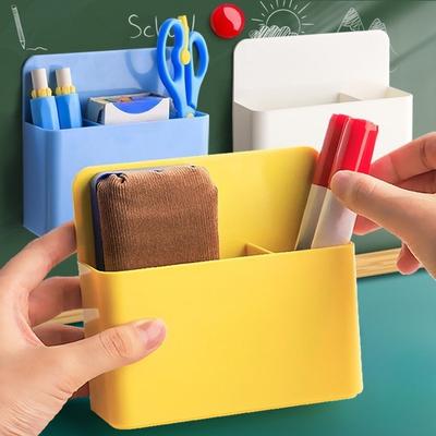 Magnetische Kühlschrank-Aufbewahrungsbox Transparenter Kunststoff-Organizer mit Stifthalter für Kühlschrank Schreibtisch Büro Schulbedarf
