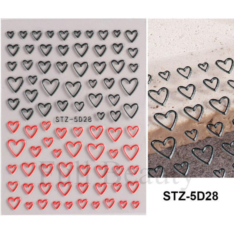 1 Sheet 5D Simple Flowers Nail Embossed Stickers Elegrant Wedding Design Adhesive Sliders Summer Textured Engraved Nail Decoration