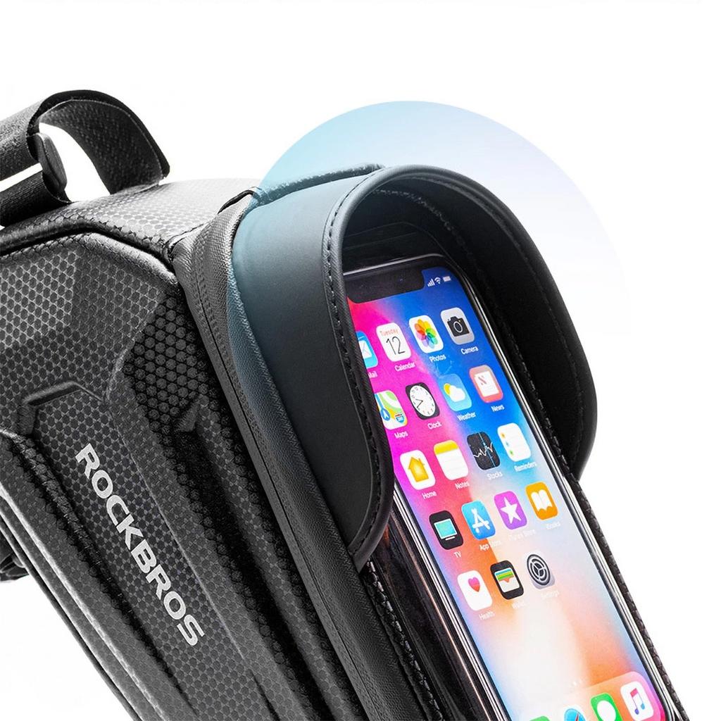 Borsa da bicicletta per il telaio, blindata, con tasca per telefono e navigazione, 17l, nera