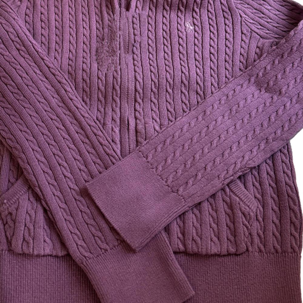 Polo Ralph Lauren Sweater FW24 Cable Knit Zipper Hoodie Long Sleeve Knit Kids sweater Purple 313916533-006