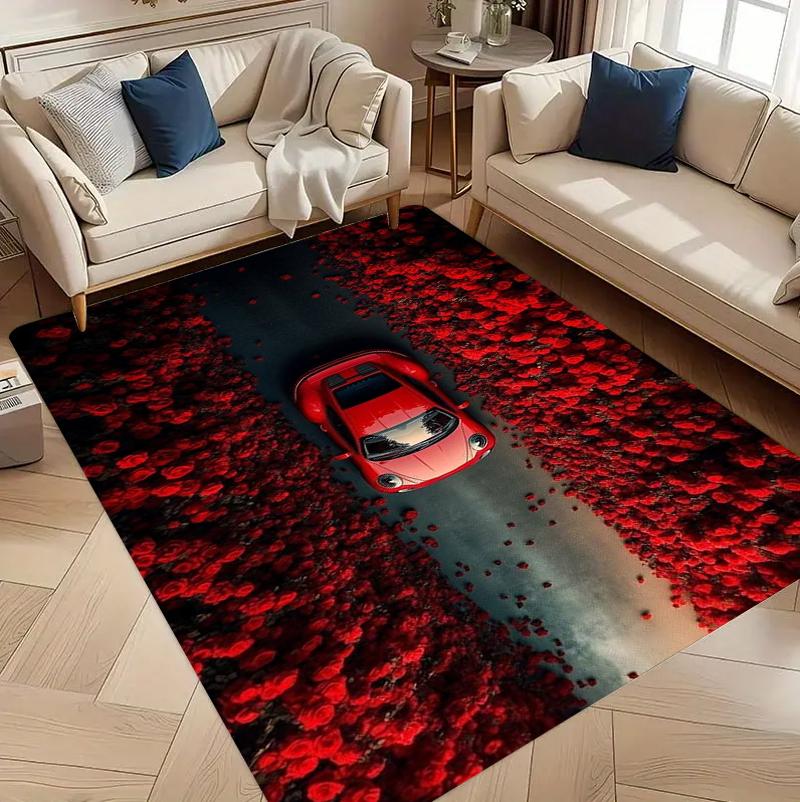 

Visual Illusion Carpet Mat Rug Home Decoration Living Room Bedroom Road Car Track Desert Beach Pattern Non Slip Soft Floor Mat 40X60CM