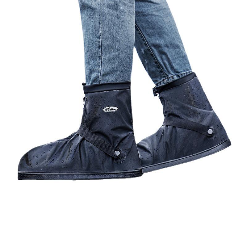 Unisex Waterproof Non-slip Thickened Rain Boot Covers with Wear-resistant Sole for Outdoor Use