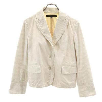 Gestreifte taillierte Jacke 4 Elfenbein System Damen Gebraucht