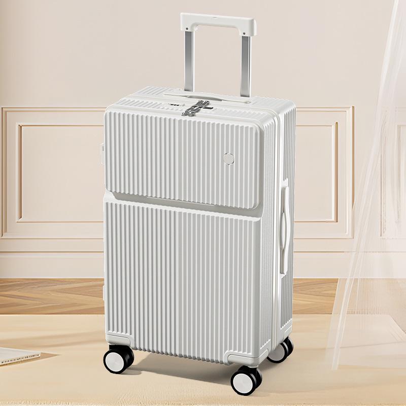 24-inch Multifunctional Suitcase with Cup Holder & Universal Wheels, Carry-On Trolley Case with Combination Lock for Men & Women.