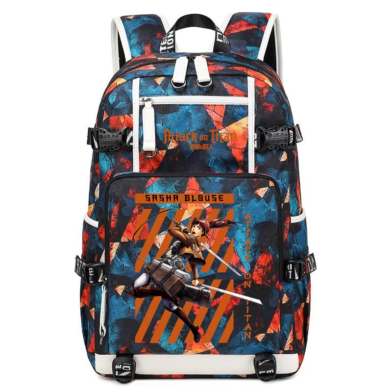 Attack On Titan Anime Print Student Backpack Large Capacity Casual Daypack for Boys Girls School Travel