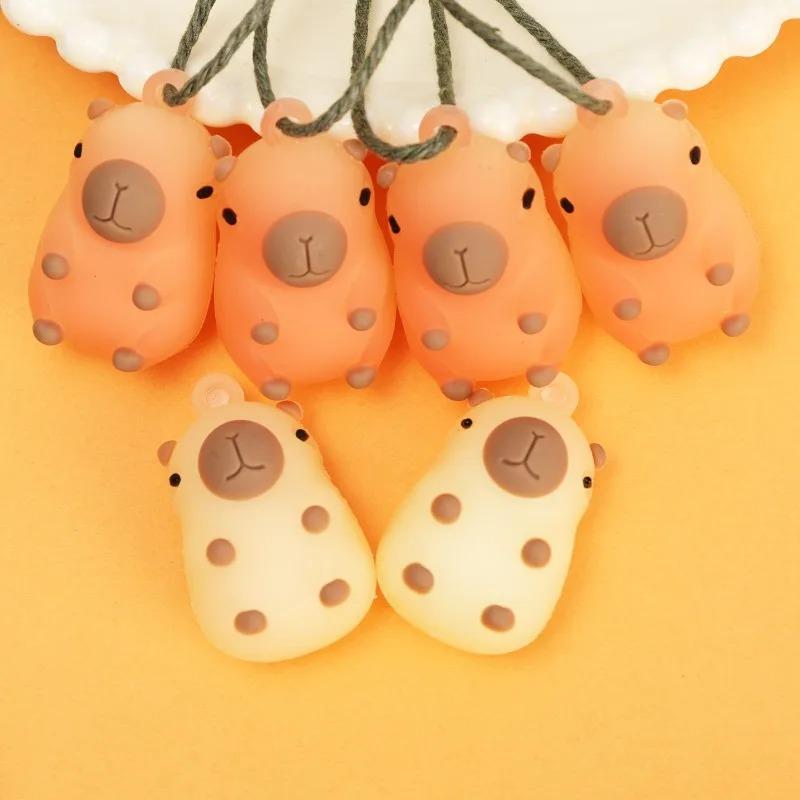 Car Charm Backpack Cute Decoration PVC Soft Silicone UV Color Changing Capybara Stylish and Cute Car Interior Accessories 1-4pcs