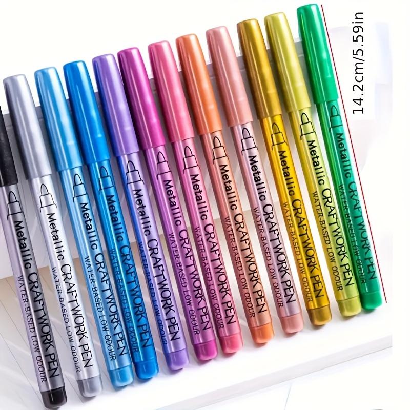 12pcs Metallic Colorful Pens - Golden, Silvery & Bronze for Crafting, Signing & Art Projects Suitable As Gifts,marking Pen