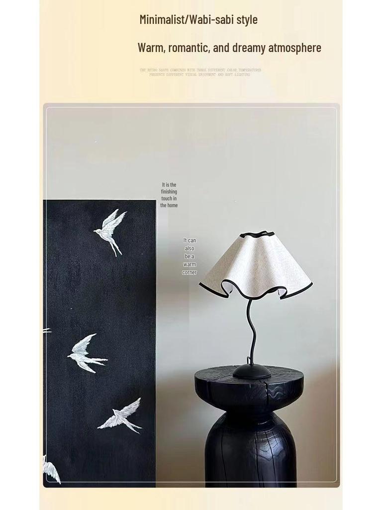 Girlish Heart Petal Umbrella Lamp: Minimalist Mid-Century Night Light for Bedroom and Study Atmosphere.