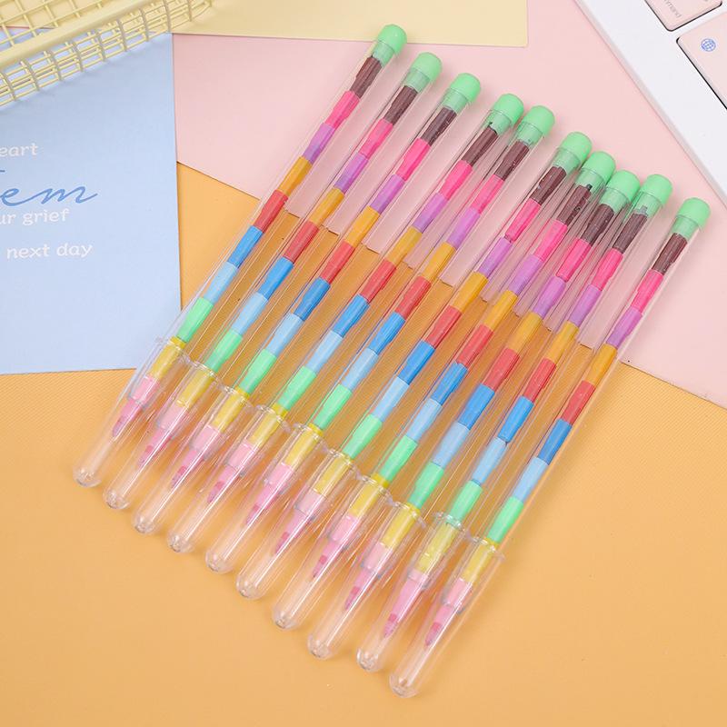 

Colorful Building Block Crayons: 11 Oil Pastel Round Colors for Students