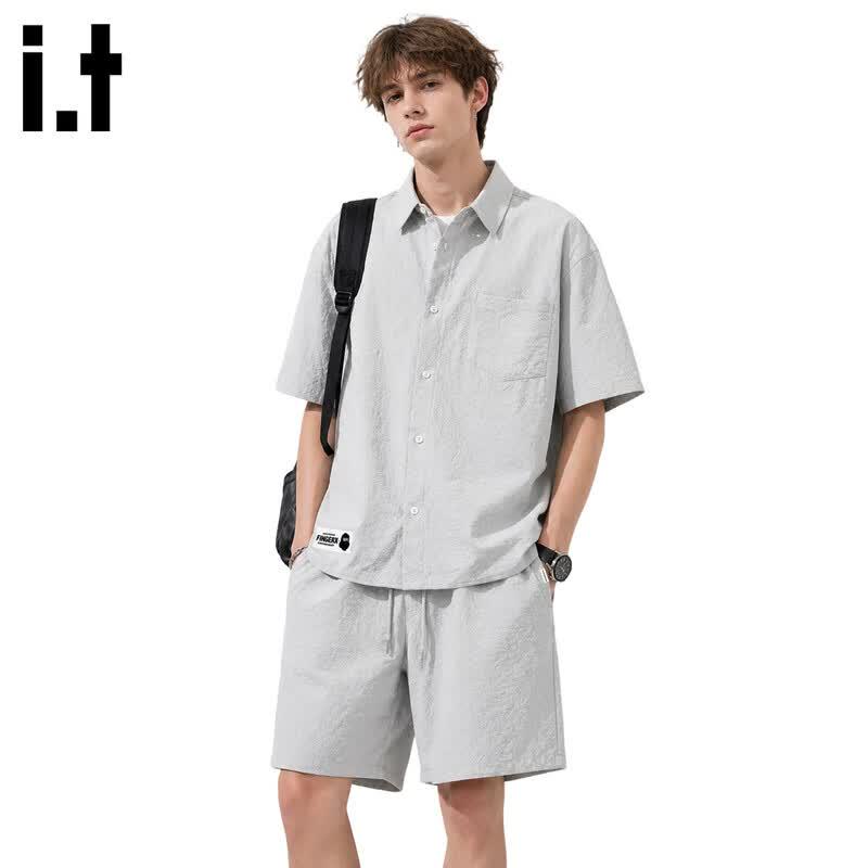 Fingercroxx Men s Summer 3-Proof Textured Sportswear Set L