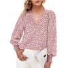 Loose Printed Long Sleeve V-neck Chiffon Shirt for Women