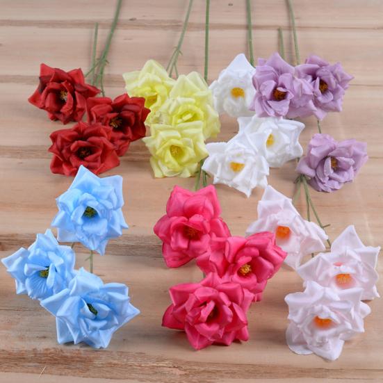 3 Heads Full Blooms Artificial Rose Flower Real Touch Faux Silk Rose Bouquet 25" Long Stem Fake Rose Flowers for Home Kitchen Party Wedding Decor
