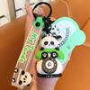 Panda Turning Fun Airplane Keychain With Resin Material For Couples And Gifts