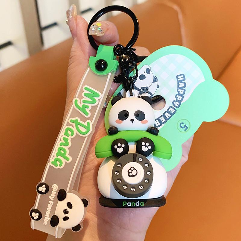Panda Turning Fun Airplane Keychain With Resin Material For Couples And Gifts