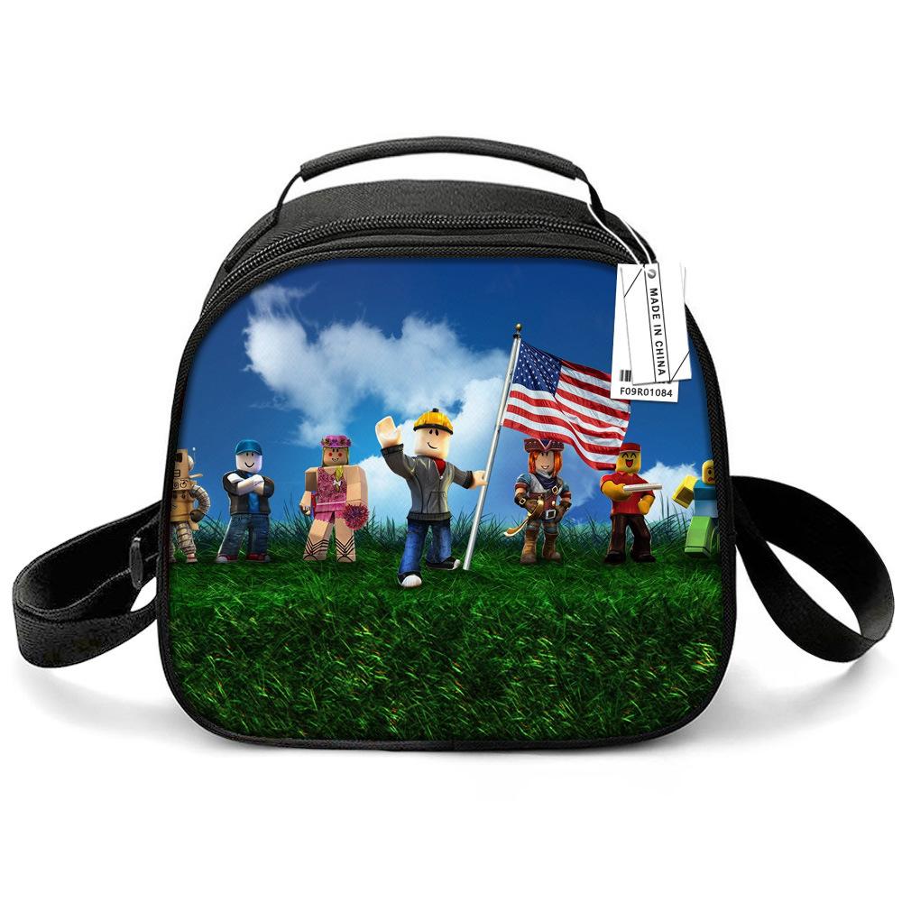 Lunch Bag Primary School Picnic Bag Round Ice Pack Rob Ross Printed Shoulder Portable Cartoon Meal Bag
