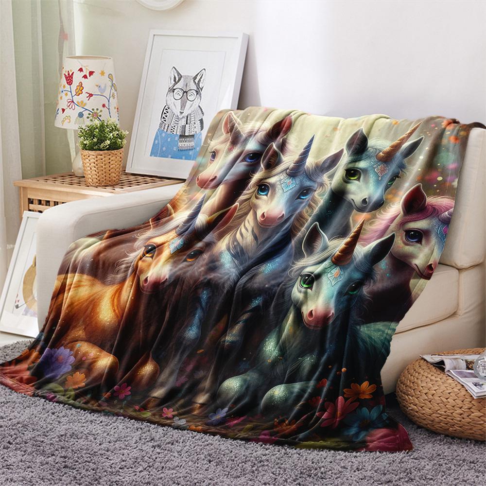 1PC Animals Print Flannel Blanket, High quality Comfortable for All Seasons, Home Decor, Warmth and Comfort