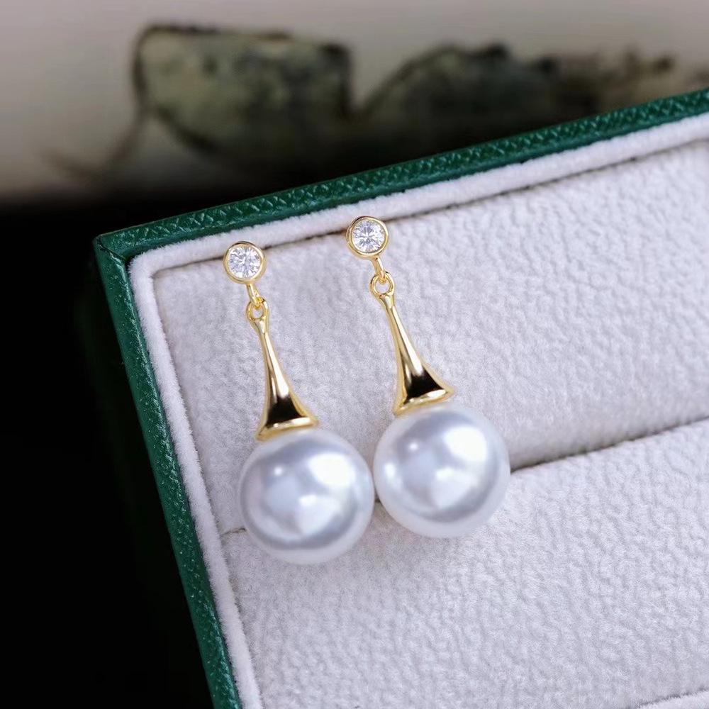 S925 Sterling Silver Stud Earring Mounts for DIY Pearl Jewelry - Fits 9-15mm Round Beads