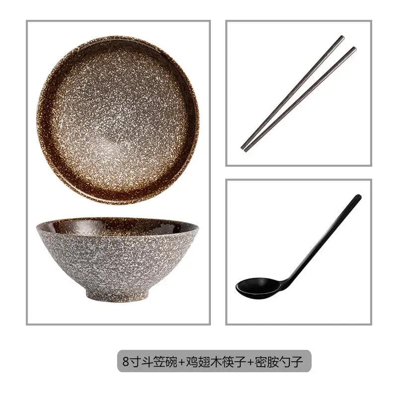 Japanese and Wind Creative Ceramic Bowl Household Instant Noodle Bowl Ramen Hat Bowl Household Commercial Salad
