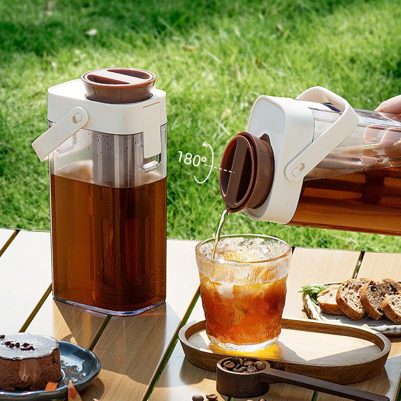 1L Cold Brew Coffee Pot Ice Coffee Maker Cold Brew Jar Leak Proof Container Cold Brewed Fruit Tea Pot for Outdoor Camping Travel