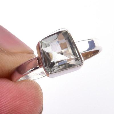 Natürlicher Grüner Amethyst Edelstein Handgefertigt 925 Massiver Sterling Silber Ring S.8 i5V88