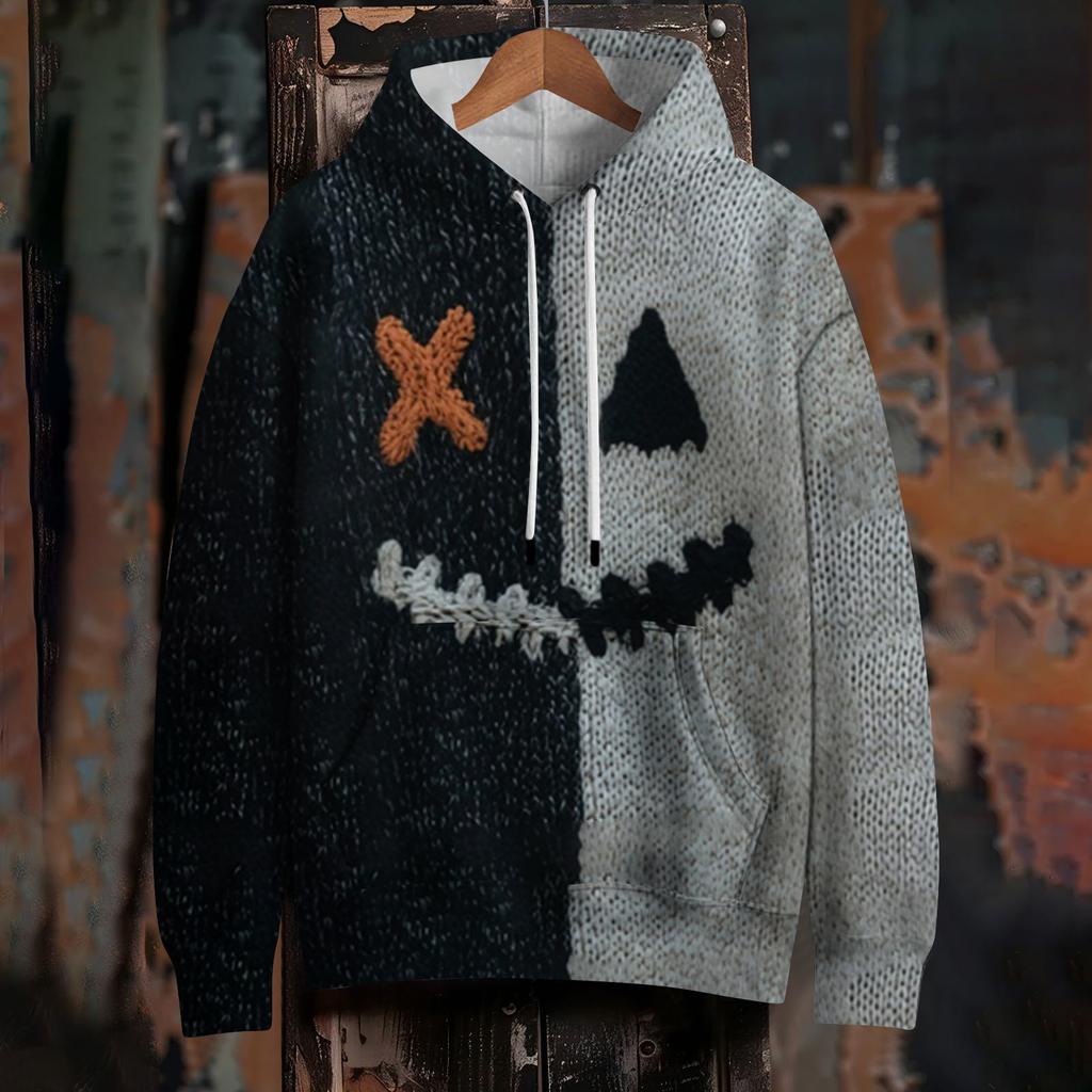 Women's Fashion Long Sleeve Pullover Halloween Print Hooded Pocket Sweatshirt