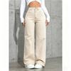 Plus Size Light Blue Denim Jeans Women High Waist Straight Leg Loose Fit Casual Trousers