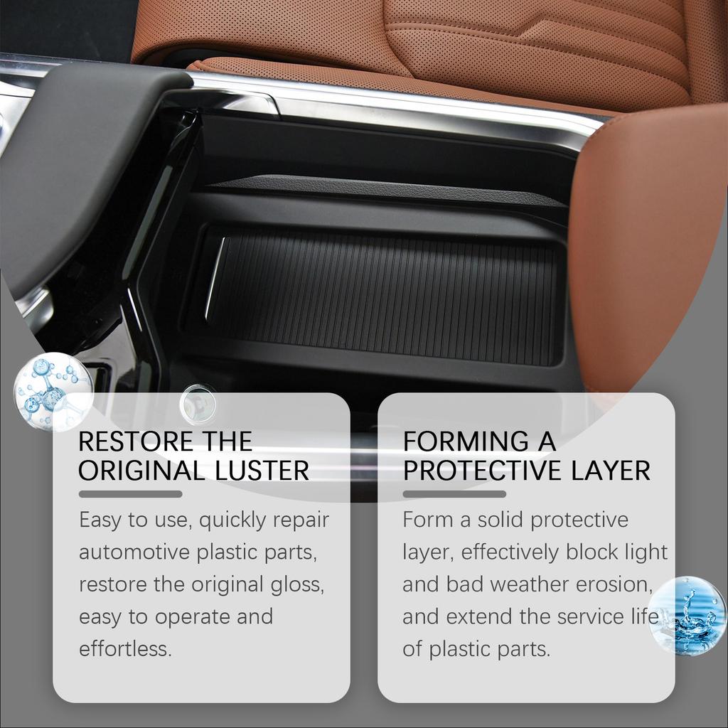 30ml Plastics Parts Crystal Coating Plastics Trim Restorer For Cars Maintenance Agent Car Plastics Restorer Sponge Waterproof