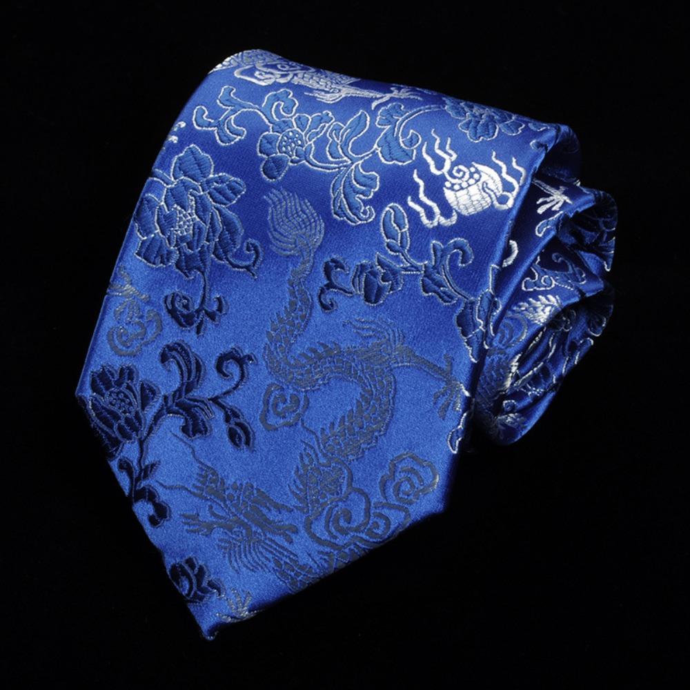 Adjustable Jacquard Silk Tie National Men Necktie Fashion Chinese Dragon Pattern Tie Wedding