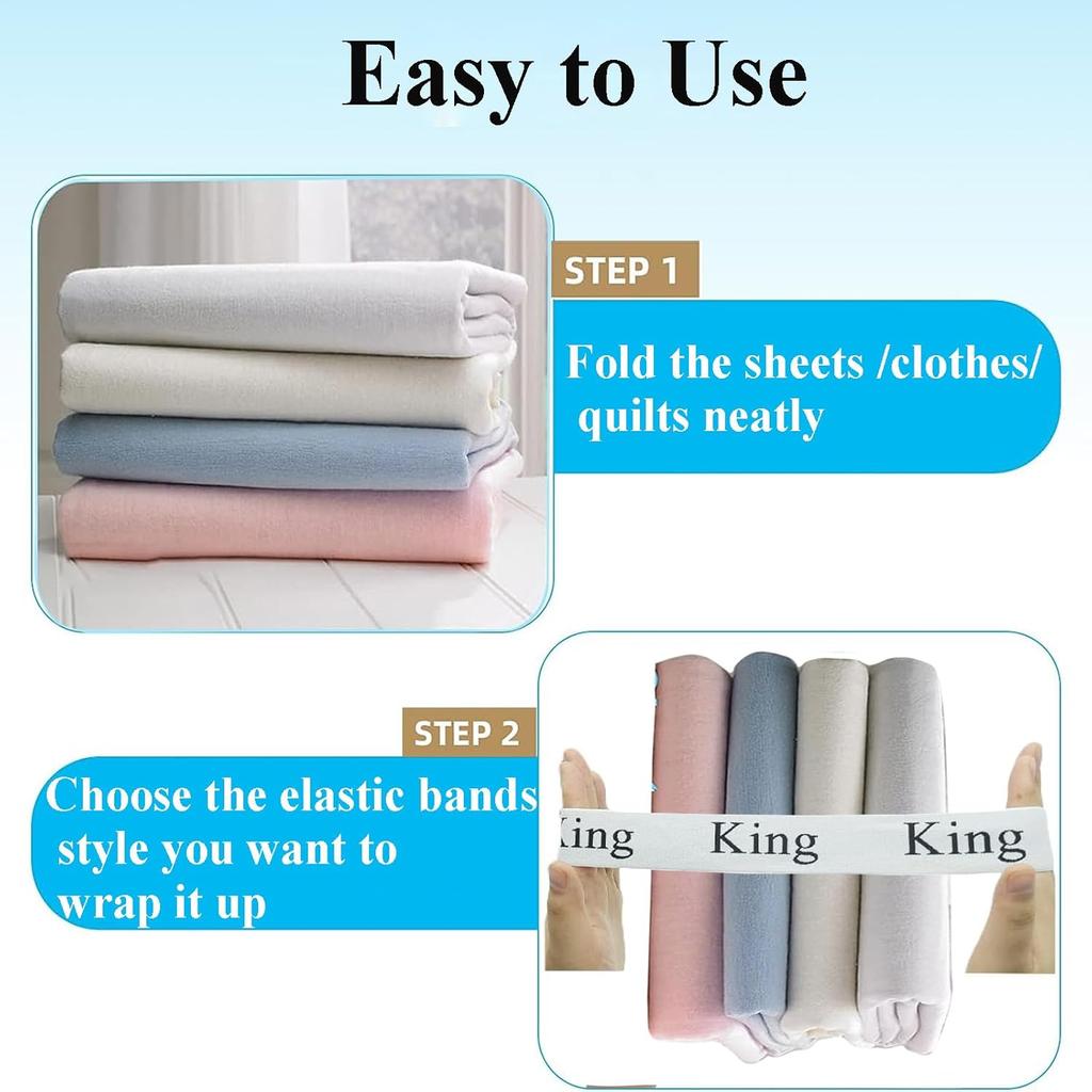 4pcs Bed Sheet Organizer Bands, Closet Organization Sheet Straps, Sheet Keepers Elastic Sheet Storage Sheet Sets for Organizing, Linen Labels Bedding