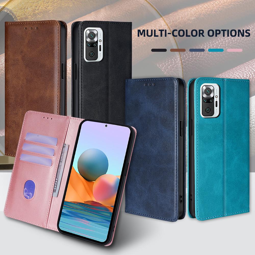 Para Xiaomi Redmi Note 10 Pro Funda de Cuero con Tapa Estilo Libro Magnética Retro para Redmi Note 10 9 Pro Max Lite 10T 10S 9S 9T Funda