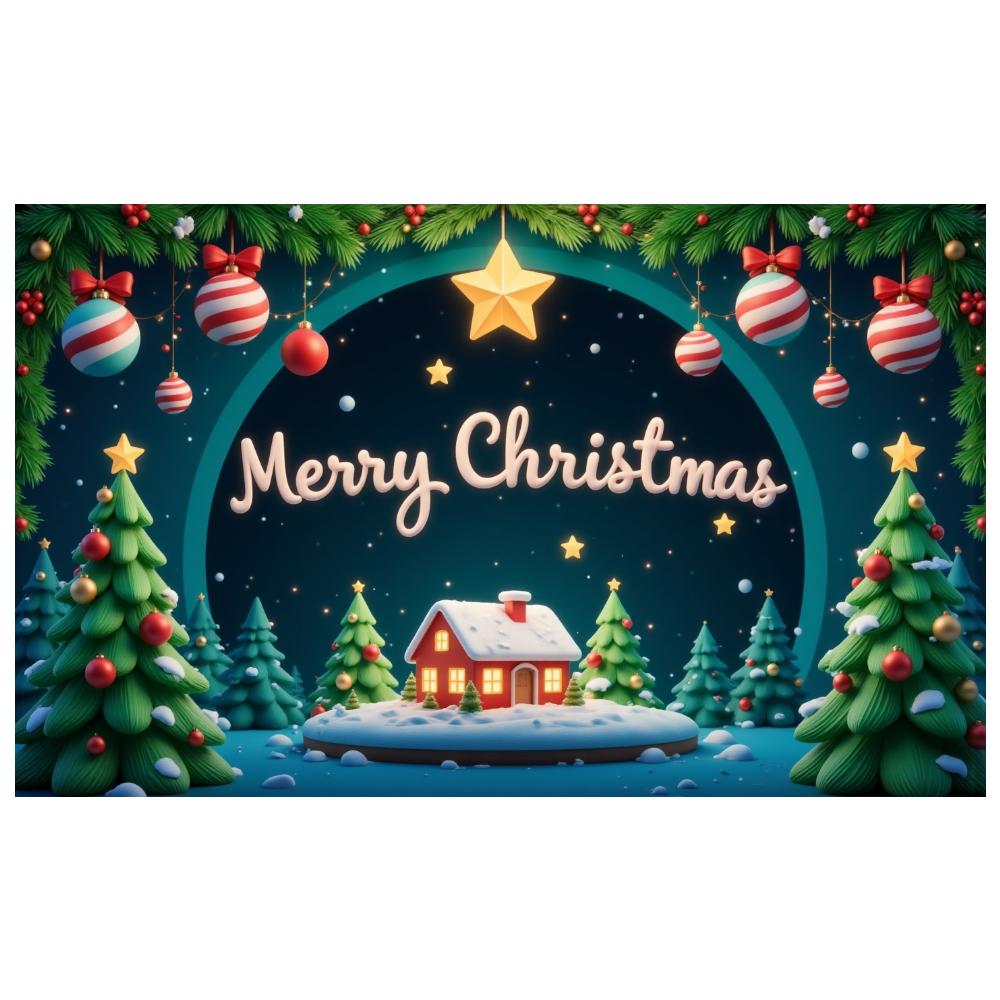 Christmas Event Banner Green Pine Branches Xmas Backdrop Holiday Celebration Background Festive Lights Holiday Background