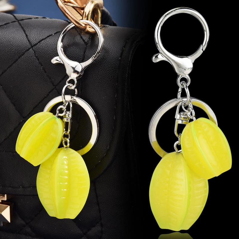 Delicious Fruit Peach Pendant Keychain Cute Persimmon Charm Keyring For Women Men Bag Decoration Ornament Accessories Gift
