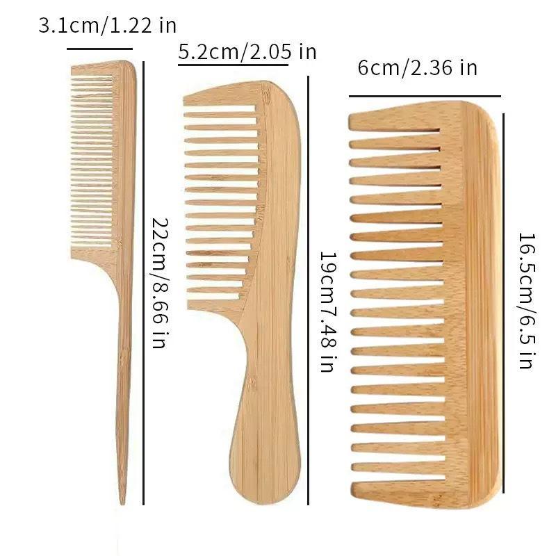1/3/4Pcs Handmade Bamboo Anti-Static Combs Set Natural Bamboo Comb For Women Men Hair Beard Wood Combs For Teasing Strands
