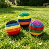 Handmade Crochet Hacky Sack Set 3pc Durable Soft Fabric Juggling Balls for Indoor Outdoor Use